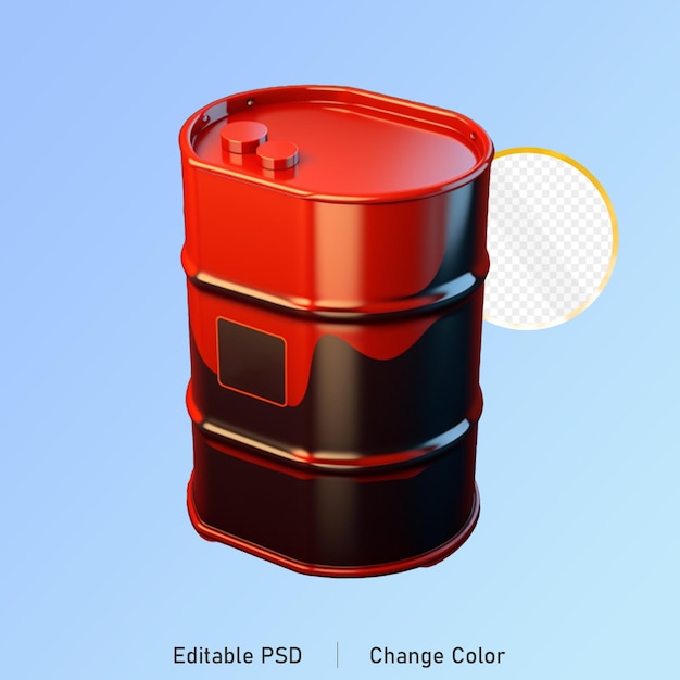 PSD izolowana ilustracja renderingu 3d ikony metalowego pojemnika paliwa w formacie psd