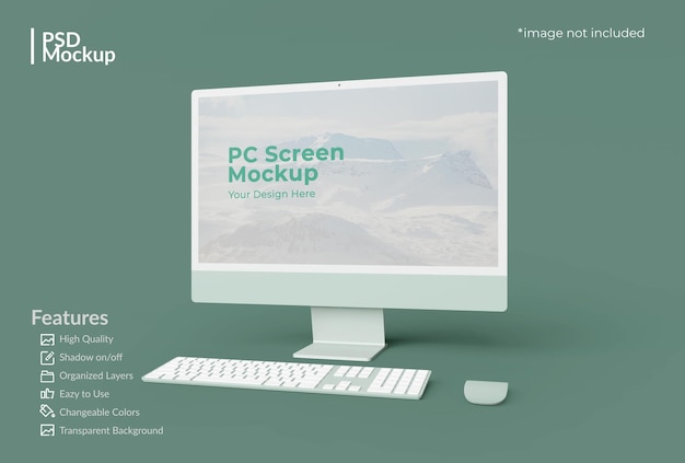 PSD izolowana nowoczesna makieta ekranu komputera