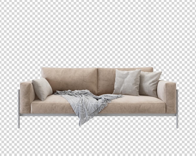 PSD izolowana nowoczesna sofa w renderowaniu 3d