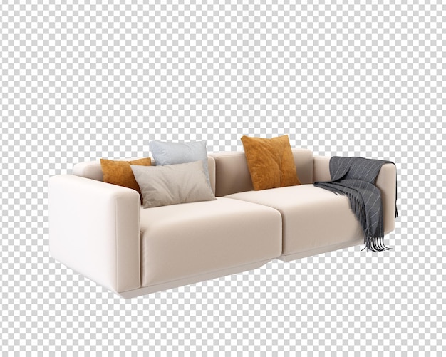 PSD izolowana nowoczesna sofa w renderowaniu 3d