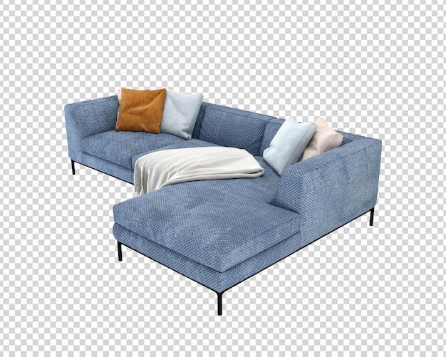 PSD izolowana nowoczesna sofa w renderowaniu 3d