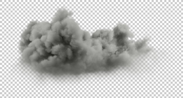PSD izolowane chmury zanieczyszczeń płynące na przezroczystym tle 3d rendering png