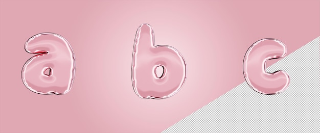 PSD izolowany balon foliowy alfabet w kolorze różowym, mała litera abc