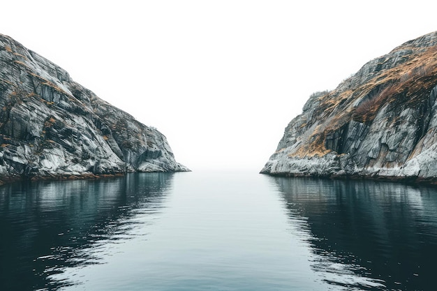 PSD izolowany fjord na przezroczystym tle elegancki krajobraz nordycki