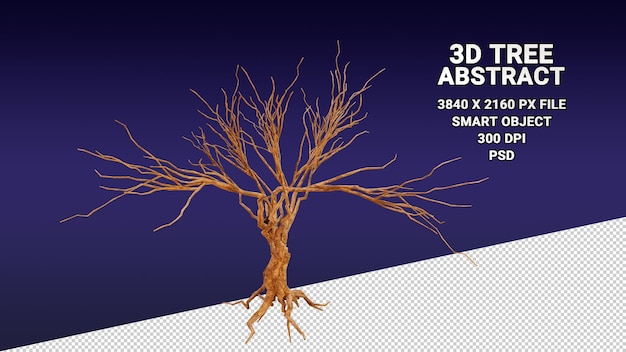 Izolowany Model 3d Drzewa Bez Liści Na Przezroczystym Tle