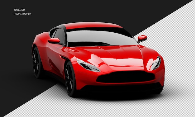 PSD izolowany realistyczny błyszczący metaliczny czerwony elegancki samochód miejski sport sedan z prawego przedniego kąta widzenia