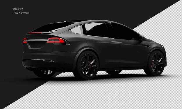 PSD izolowany realistyczny matowy czarny elektryczny luksusowy samochód sportowy z prawej strony z tyłu