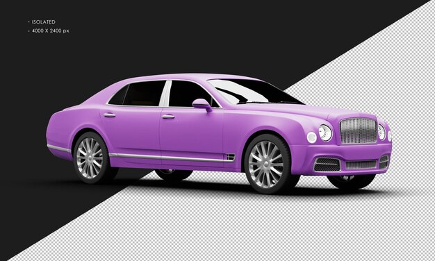 PSD izolowany realistyczny matowy fioletowy różowy pełnowymiarowy luksusowy sedan z prawej strony