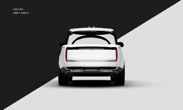 PSD izolowany realistyczny metaliczny biały pełnowymiarowy luksusowy samochód użytkowy sportowy z tyłu