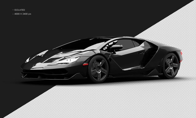 PSD izolowany realistyczny metaliczny czarny limitowany nowoczesny ultra sportowy super samochód z lewej strony