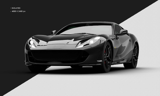 PSD izolowany realistyczny, metaliczny czarny silnik środkowy grand tourer super car z lewego przedniego kąta widoku