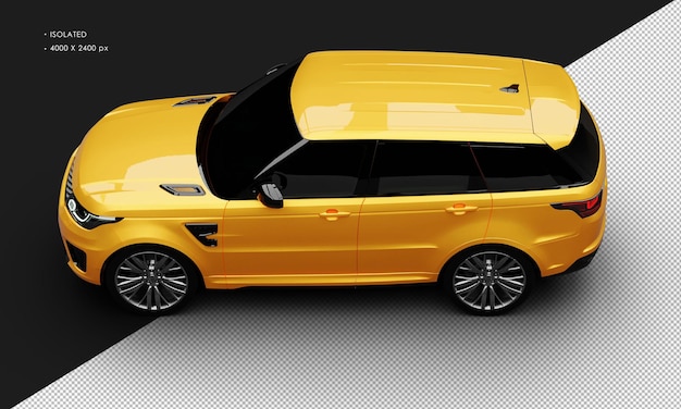 PSD izolowany realistyczny metaliczny pomarańczowy złoty twin turbo luksusowy samochód użytkowy sportowy od góry po lewej