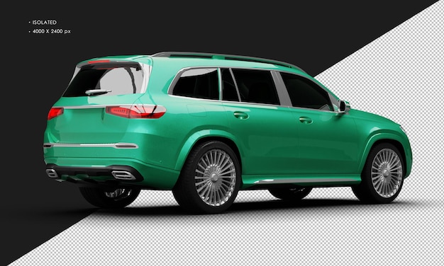 PSD izolowany realistyczny metaliczny zielony silnik turbo ultimate luksusowy suv z prawej strony z tyłu