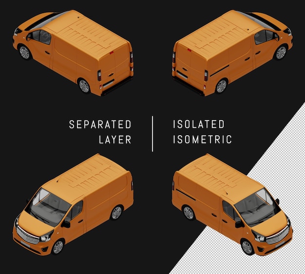 Izolowany żółty Luksusowy Samochód Van Izometryczny Zestaw Samochodowy