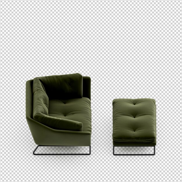 Izometryczna sofa 3D render na białym tle