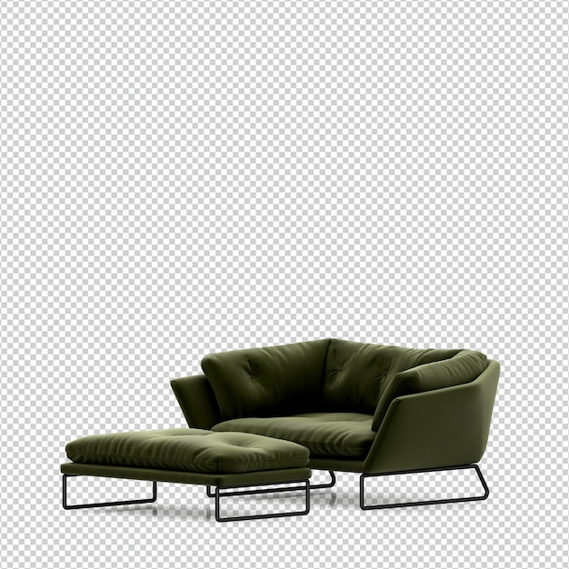 Izometryczna sofa 3D render na białym tle