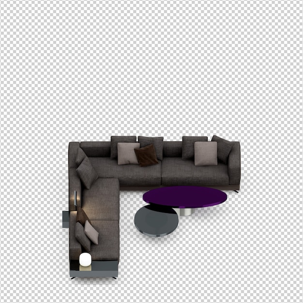 Izometryczna sofa renderowania 3D
