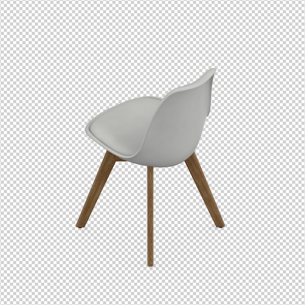 PSD izometryczne krzesło renderowania 3d na białym tle