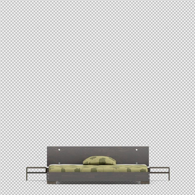 PSD izometryczne łóżko 3d render