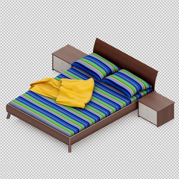 Izometryczne łóżko 3d Render