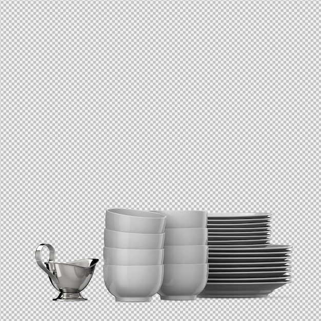 Izometryczne naczynia kuchenne renderowania 3D
