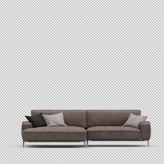 Izometryczne Sofa 3D renderowania na białym tle
