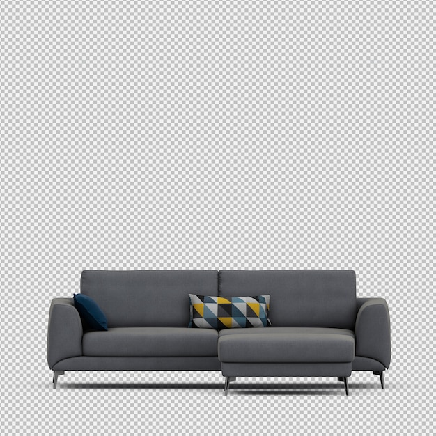 Izometryczne Sofa 3d Renderowania Na Białym Tle