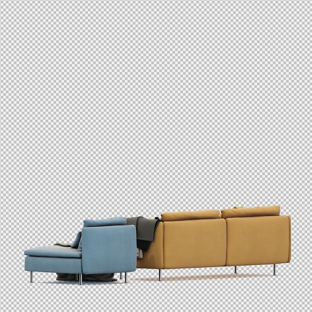 Izometryczne Sofa 3d Renderowania Na Białym Tle