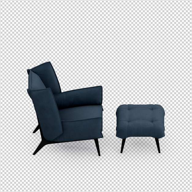 Izometryczny fotel 3D render na białym tle
