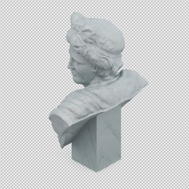 Izometryczny posąg renderowania 3D na białym tle
