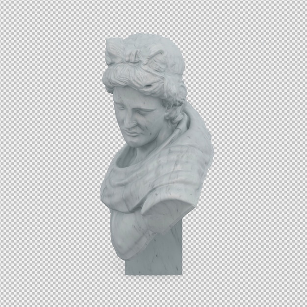 Izometryczny posąg renderowania 3D na białym tle
