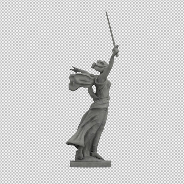 Izometryczny posąg renderowania 3D na białym tle
