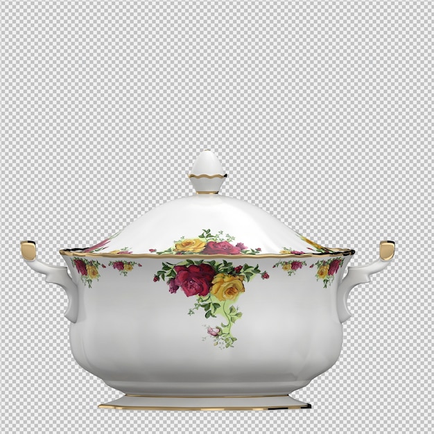 Izometryczny rondel 3D izolowane renderowania