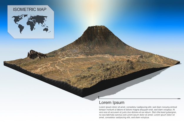 PSD izometryczny wirtualny teren dla infografiki