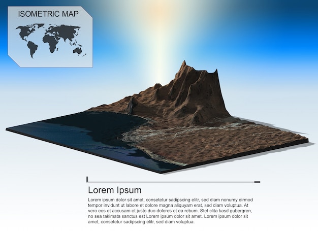 PSD izometryczny wirtualny teren dla infografiki