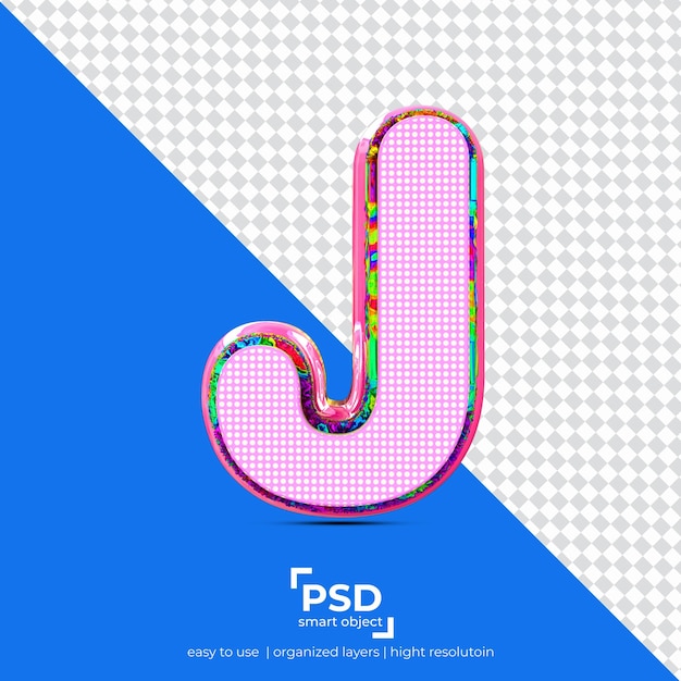 PSD jアルファベットベストレンダリング形状3d孤立した背景