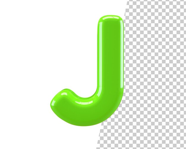 j letter green text 3d render