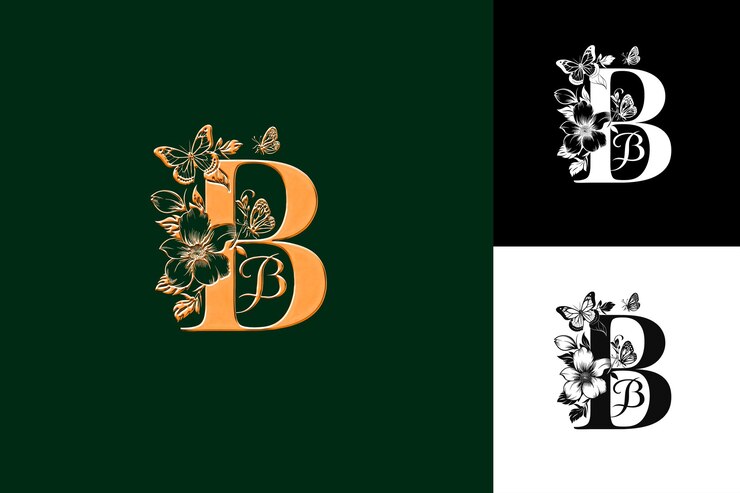 PSD j8 letter b with minimalist logo design style with b shaped int illustration logo vector designs