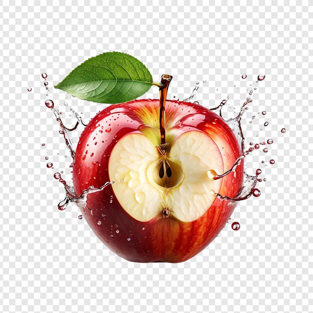 PSD jabłko w sokiem jabłkowym izolowane na przezroczystym tle