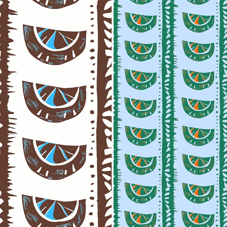 PSD jackfruit with slice silhouette and ethnic design with triba unique tropical fruit pattern vector