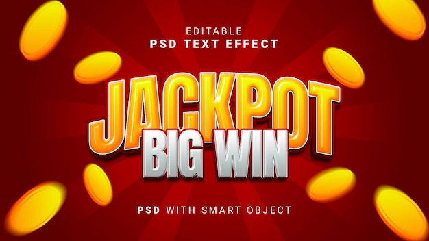 PSD jackpot big win text effect