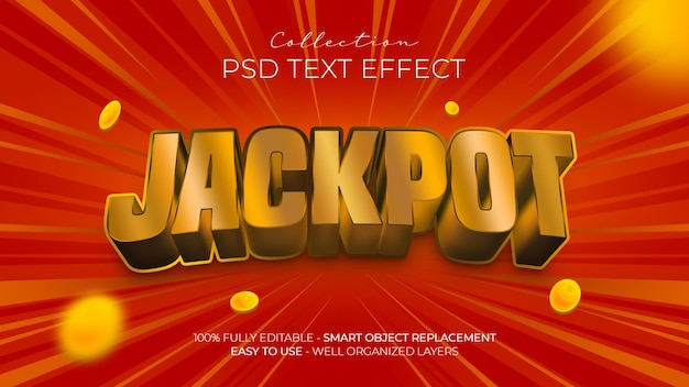 PSD jackpot złoty efekt tekstowy 3d