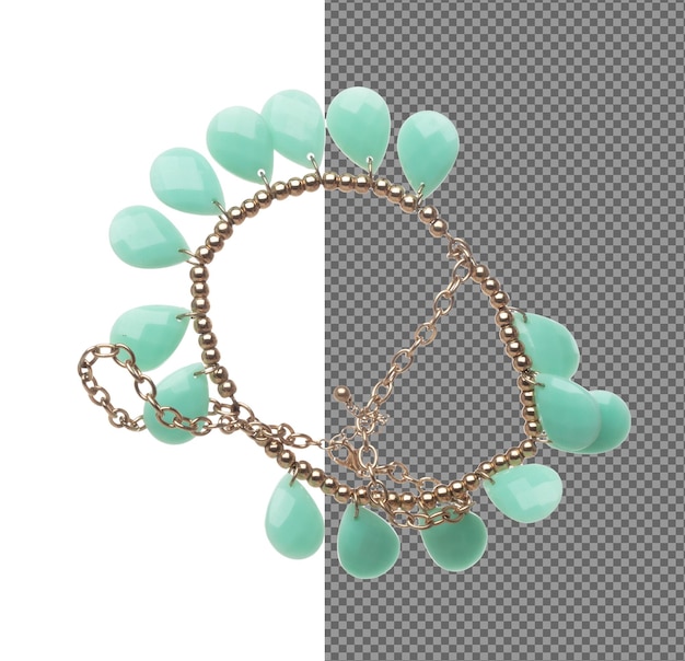 PSD jade bead style necklet fly in air green jade stone bead necklace as gemstone for fashion ornament decorative items fashion ornament necklace to add more style white background isolated