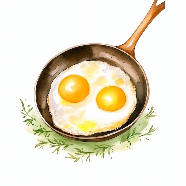 PSD jaja smażone w akwareli na patelni
