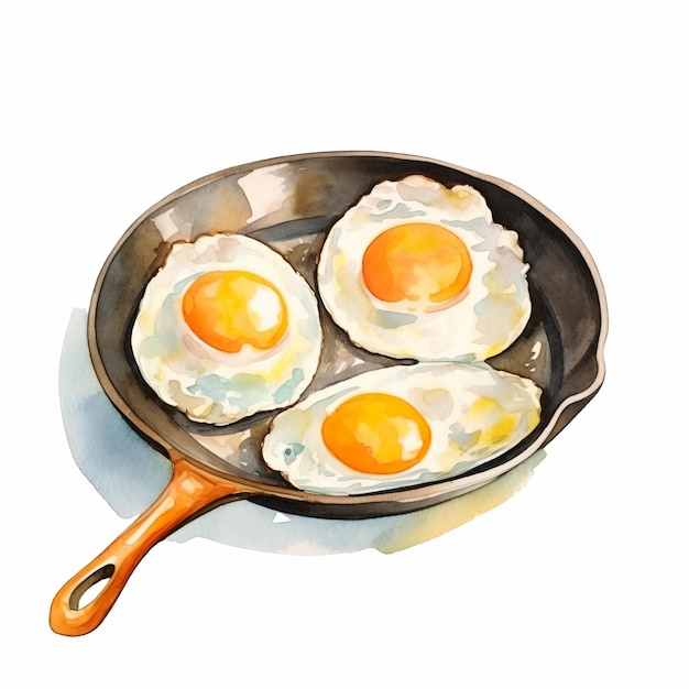 PSD jaja smażone w akwareli na patelni