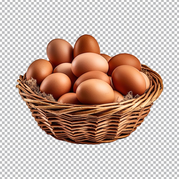 Jajka w koszyku na przezroczystym tle