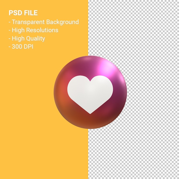 Jak Lub Ikona Miłości Do Renderowania Symbolu Balon 3d Instagram Na Białym Tle