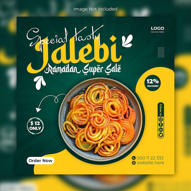 Дизайн постов в социальных сетях Jalebi в Facebook или Instagram