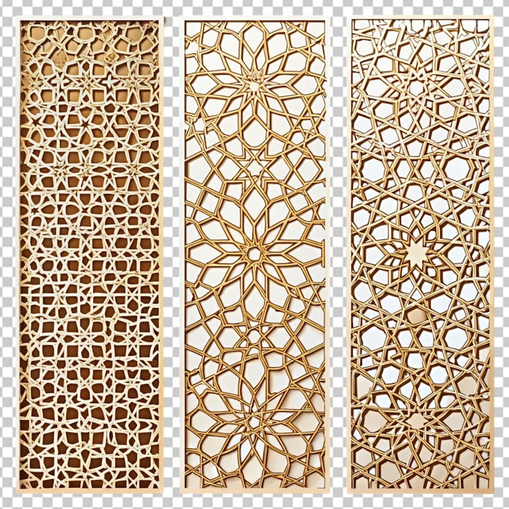 PSD jali laser pattern set of decorative vector panel on transparent background