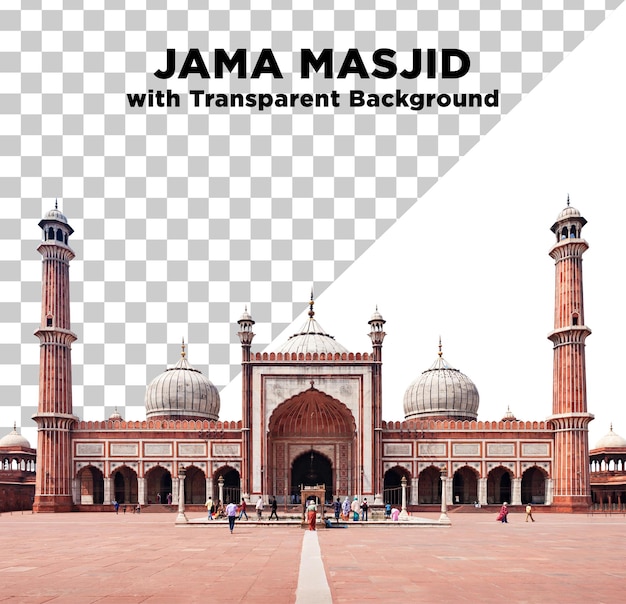 PSD jama masjid mosque new delhi photo psd with transparent background